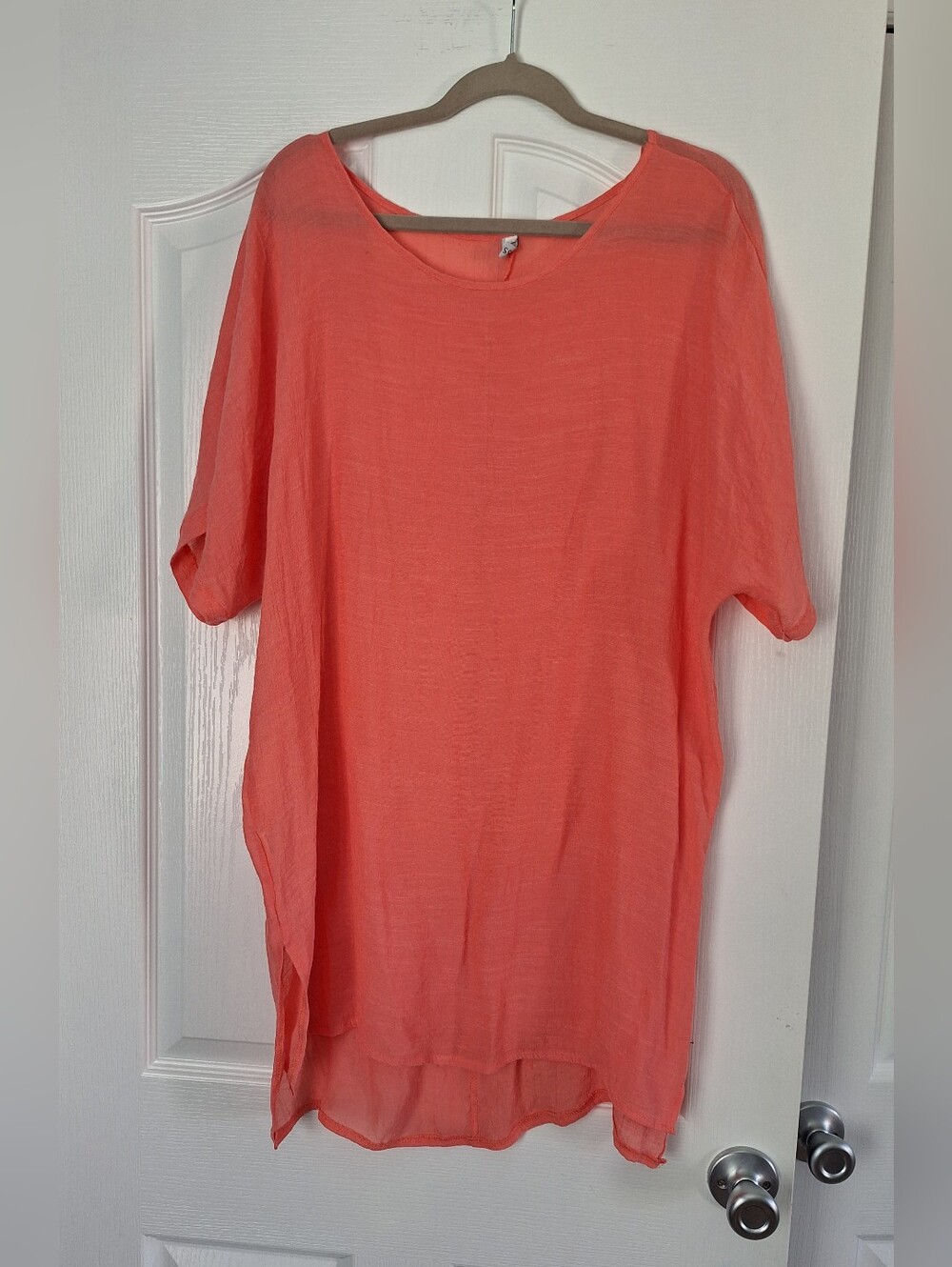 MISSLOOK Coral Short-Sleeve Tunic Top Cover Up